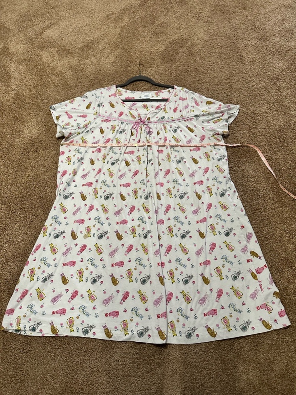 Fundamentals white short sleeve nightgown with floral,cat print size 2X - Picture 6 of 9